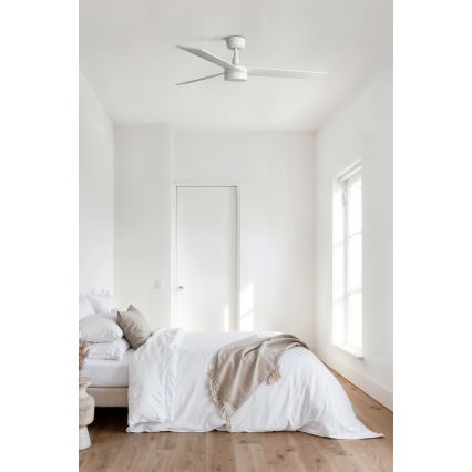 FARO 34297WT-1TW - LED Prigušivi plafonski ventilator RUDDER L LED/18W/230V 2700/4350/6000K bela pr. 132 cm Wi-Fi Tuya + Daljinski upravljač