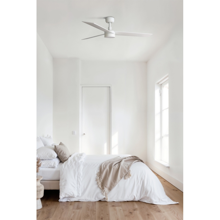 FARO 34297WT-1TW - LED Prigušivi plafonski ventilator RUDDER L LED/18W/230V 2700/4350/6000K bela pr. 132 cm Wi-Fi Tuya + Daljinski upravljač