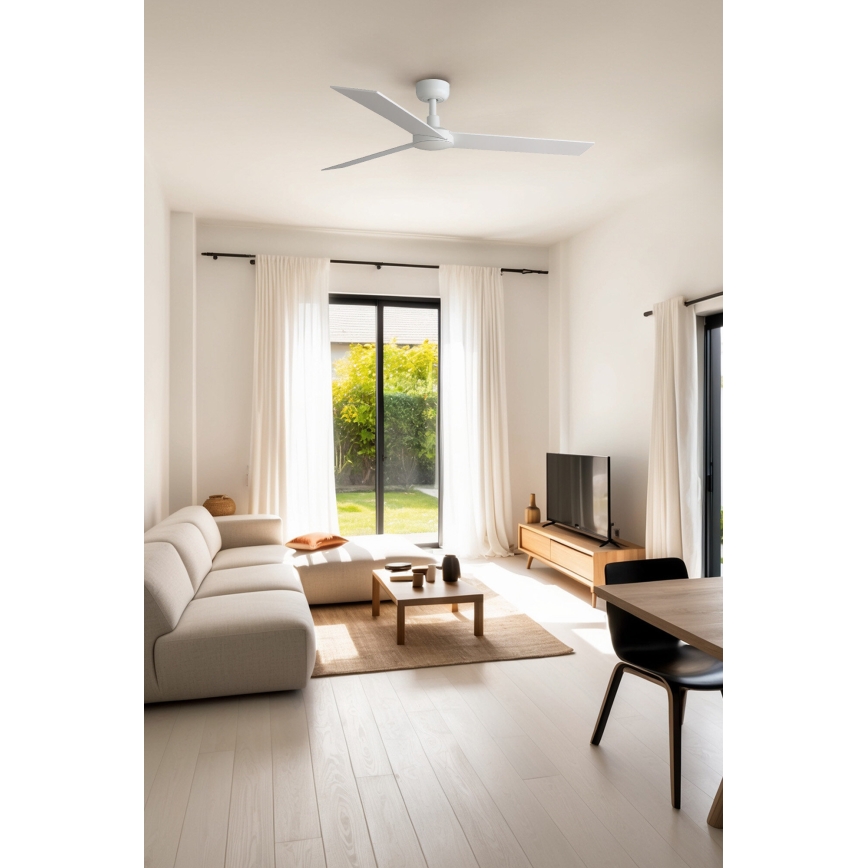 FARO 34297WT - Plafonski ventilator RUDDER L bela/bež pr. 132 cm Wi-Fi Tuya + Daljinski upravljač