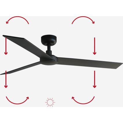 FARO 34298WP - Stropni ventilator RUDDER L crna pr. 132 cm SMART + daljinski upravljač