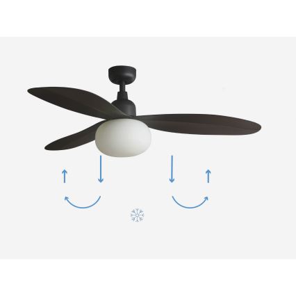 FARO 34301-11L - Plafonski ventilator PALMA 1xE27/15W/230V, braon, prečnik 129 cm, IP44, sa daljinskim upravljačem