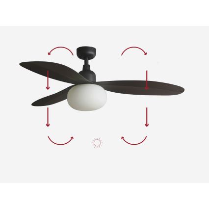 FARO 34301-11L - Plafonski ventilator PALMA 1xE27/15W/230V, braon, prečnik 129 cm, IP44, sa daljinskim upravljačem