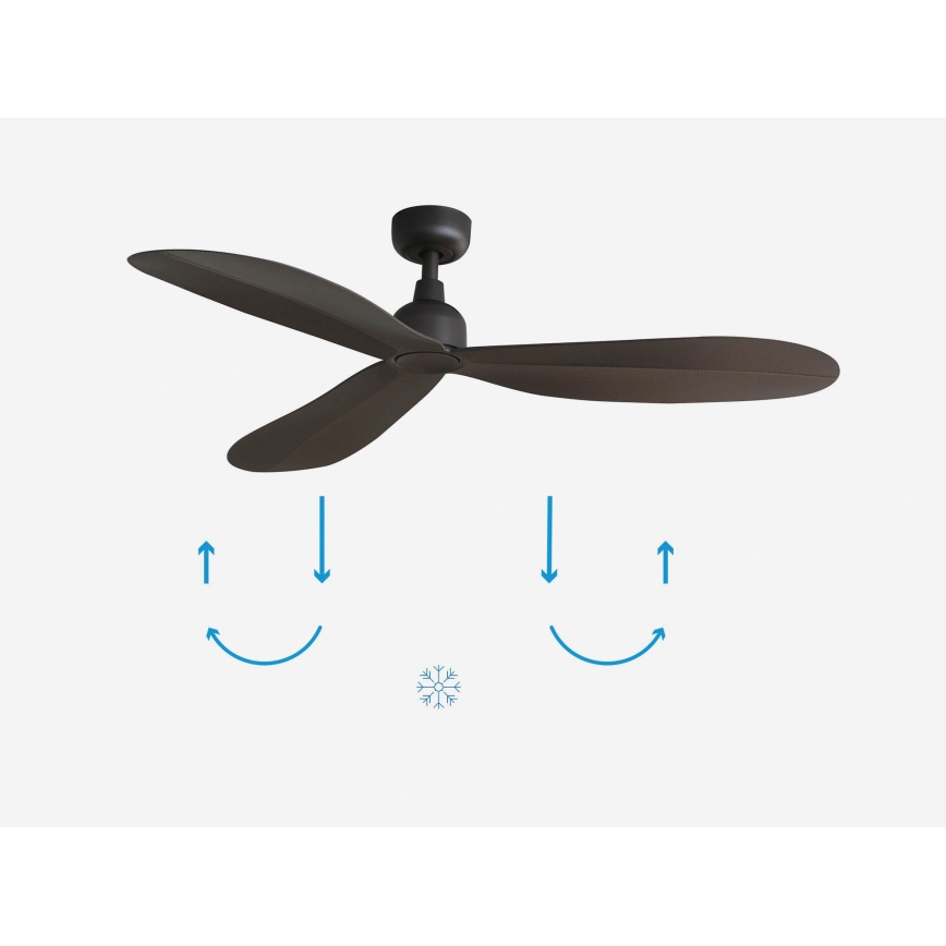 FARO 34301 - Plafonski ventilator PALMA, braon, prečnik 129 cm, IP44 + daljinski upravljač