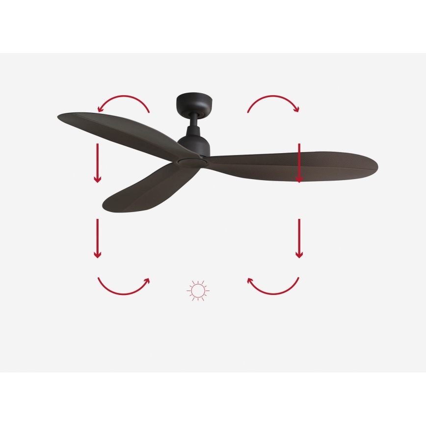 FARO 34301 - Plafonski ventilator PALMA, braon, prečnik 129 cm, IP44 + daljinski upravljač