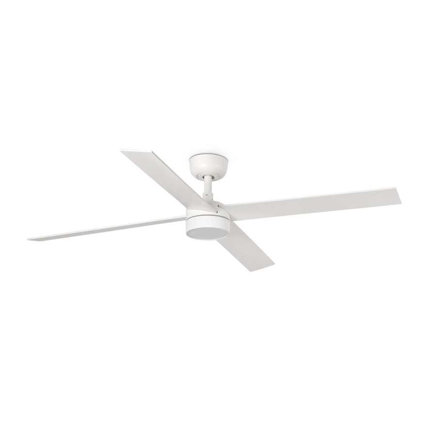 FARO 34355WT-1TW - LED Prigušivi plafonski ventilator RUDDER L LED/18W/230V 2700/4350/6000K bela/bež pr. 132 cm Wi-Fi Tuya + Daljinski upravljač