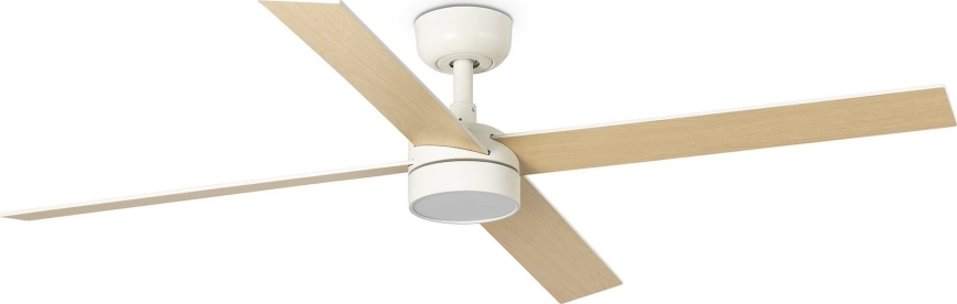 FARO 34355WT-1TW - LED Prigušivi plafonski ventilator RUDDER L LED/18W/230V 2700/4350/6000K bela/bež pr. 132 cm Wi-Fi Tuya + Daljinski upravljač