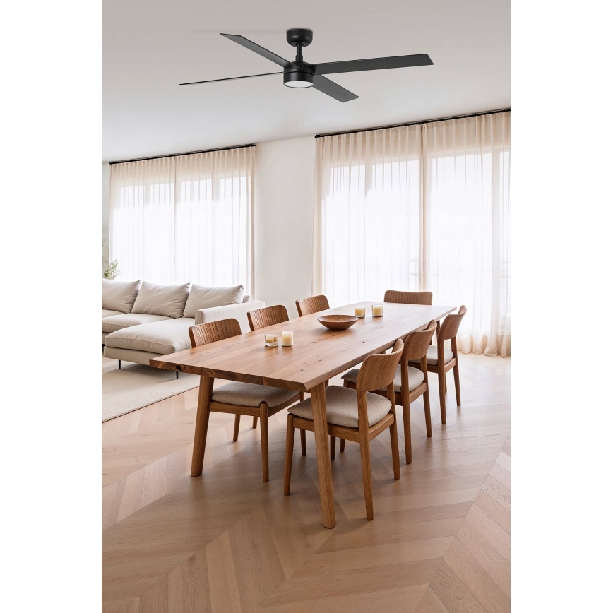 FARO 34356-1TW - LED Prigušivi plafonski ventilator RUDDER L LED/20W/230V crno/braon pr. 132 cm + Daljinski upravljač