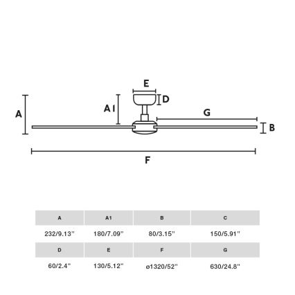 FARO 34356 - Plafonski ventilator RUDDER L braon/crno pr. 132 cm + Daljinski upravljač