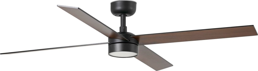 FARO 34356WT-1TW - LED Prigušivi plafonski ventilator RUDDER L LED/18W/230V 2700/4350/6000K braon/crno pr. 132 cm Wi-Fi Tuya + Daljinski upravljač