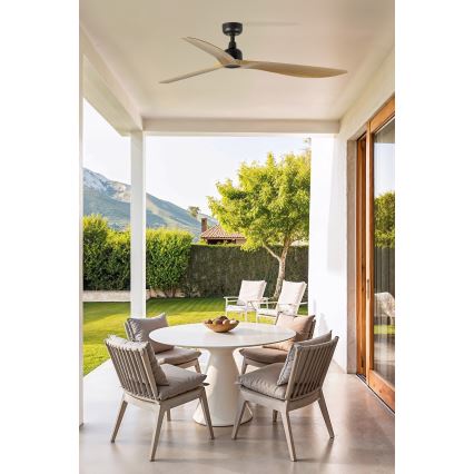 FARO 34360WT - Plafonski ventilator OUTWOOD L braon/crno pr. 150 cm Wi-Fi Tuya IP44 + Daljinski upravljač