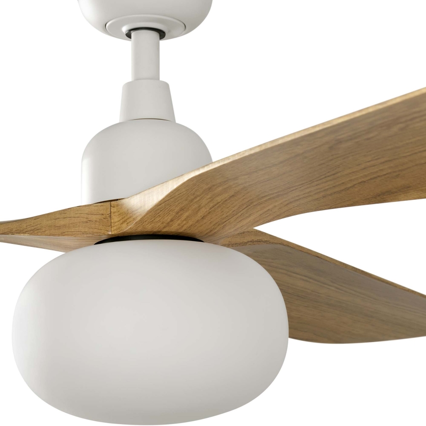 FARO 34361WT-11L - Plafonski ventilator OUTWOOD L 1xE27/15W/230V braon/bela pr. 150 cm Wi-Fi Tuya IP44 + Daljinski upravljač