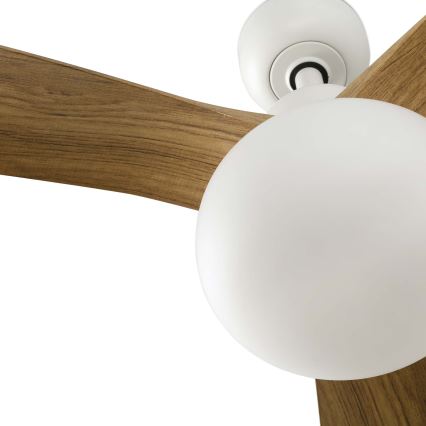 FARO 34361WT-11L - Plafonski ventilator OUTWOOD L 1xE27/15W/230V braon/bela pr. 150 cm Wi-Fi Tuya IP44 + Daljinski upravljač