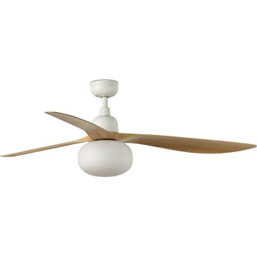 FARO 34361WT-11L - Plafonski ventilator OUTWOOD L 1xE27/15W/230V braon/bela pr. 150 cm Wi-Fi Tuya IP44 + Daljinski upravljač