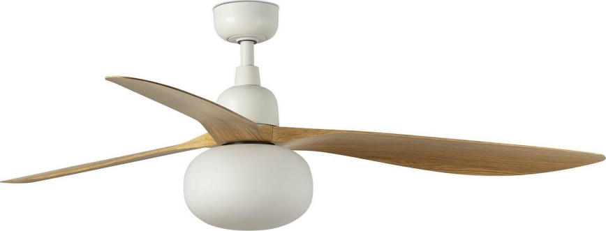 FARO 34361WT-11L - Plafonski ventilator OUTWOOD L 1xE27/15W/230V braon/bela pr. 150 cm Wi-Fi Tuya IP44 + Daljinski upravljač