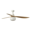 FARO 34361WT-11L - Plafonski ventilator OUTWOOD L 1xE27/15W/230V braon/bela prečnika 150 cm Wi-Fi Tuya IP44 + daljinski upravljač