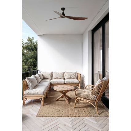 FARO 34362WT - Plafonski ventilator OUTWOOD L braon/crno pr. 150 cm Wi-Fi Tuya IP44 + Daljinski upravljač