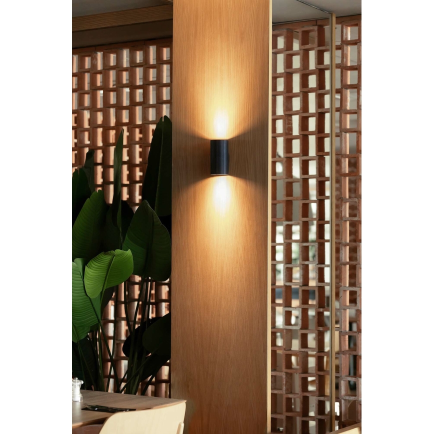 FARO 40543 - Zidna lampa SOLE 2xGU10/8W/230V crno izbrazdana okrugli