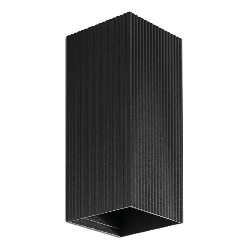 FARO 40566 - Zidna svetiljka SOLE 2xGU10/8W/230V, crna, rebrasta, uglasta