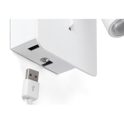 FARO 62117 - LED Zidna reflektorska svjetiljka SUAU LED/3W/230V USB bijela