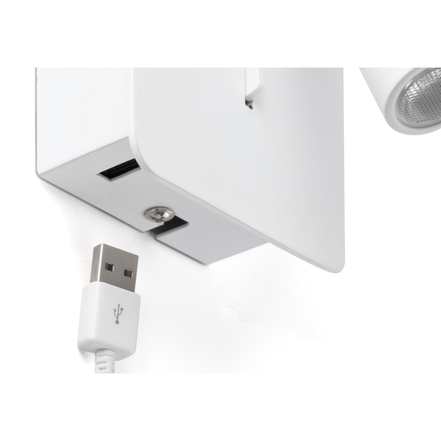 FARO 62117 - LED Zidna reflektorska svjetiljka SUAU LED/3W/230V USB bijela