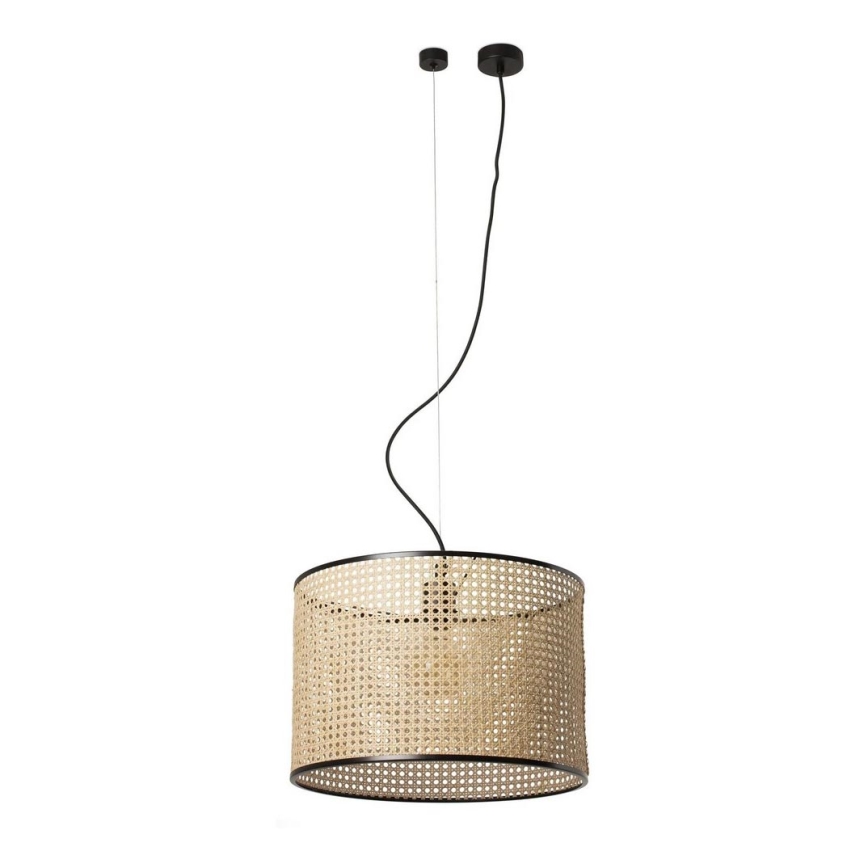 FARO 64314-49 - Luster na sajli MAMBO 1xE27/15W/230V pr. 45 cm ratan/crno