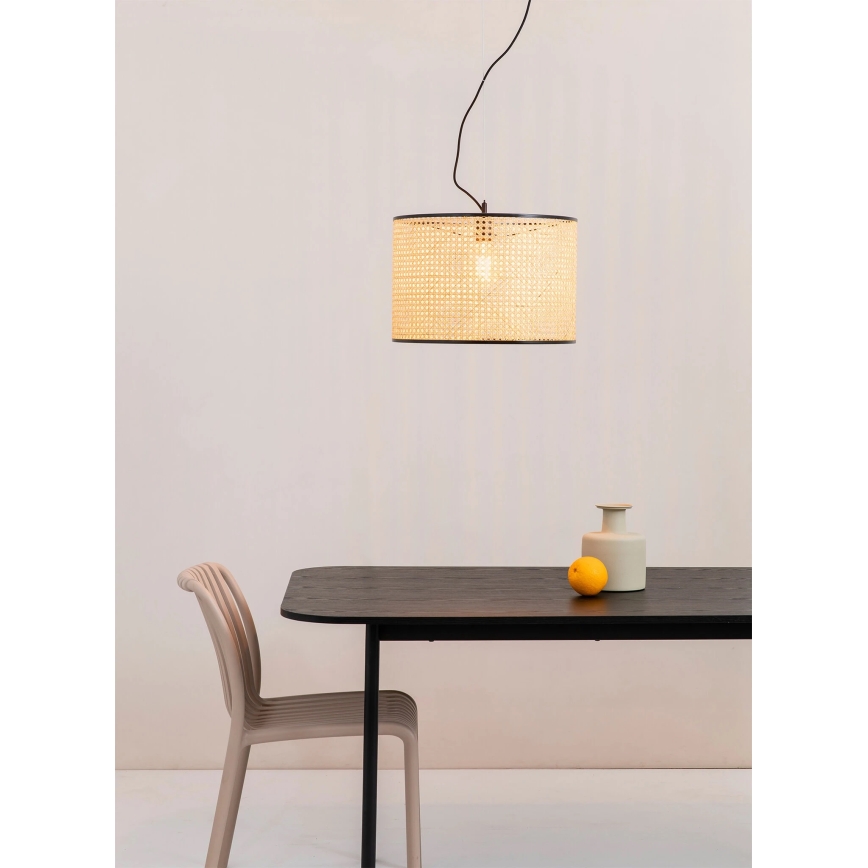 FARO 64314-49 - Luster na sajli MAMBO 1xE27/15W/230V pr. 45 cm ratan/crno