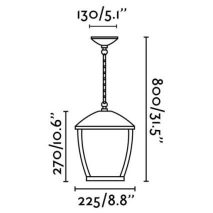 FARO 75002 - Spoljašnji luster na lancu WILMA 1xE27/100W/230V IP44