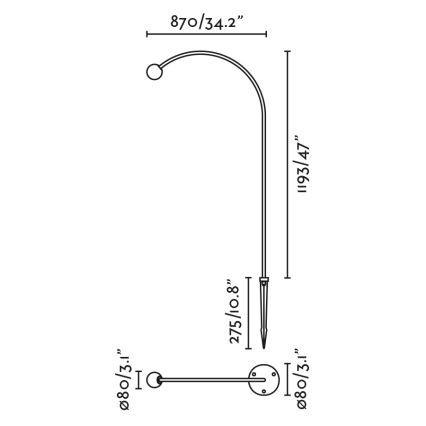 FARO 75562 - LED Spoljašnja lampa CUCA LED/3W/24V 119,3 cm IP65 antracitna