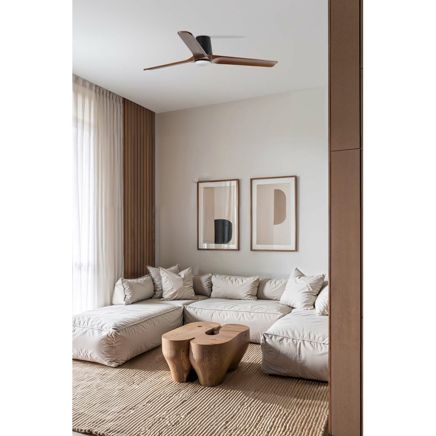 FARO 33839WT-1TW - LED Prigušivi plafonski ventilator HEYWOOD TUB L LED/10W/230V 2700/4000/6000K bor/crno pr. 132 cm Wi-Fi Tuya + Daljinski upravljač