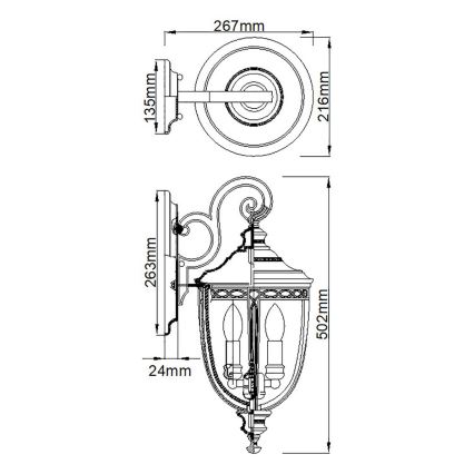 Feiss - Spoljašnja zidna lampa ENGLISH BRIDLE 3xE14/60W/230V IP44