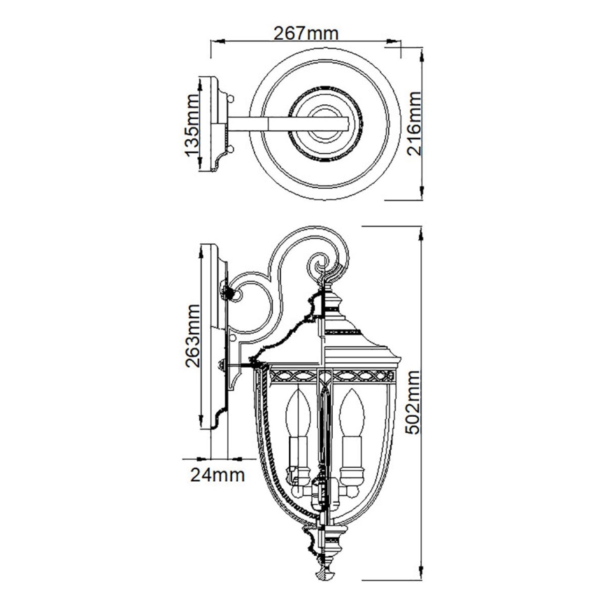 Feiss - Spoljašnja zidna lampa ENGLISH BRIDLE 3xE14/60W/230V IP44
