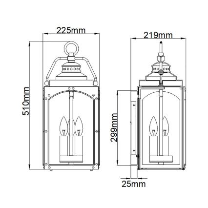 Feiss - Spoljašnja zidna lampa RANDHURST 3xE14/40W/230V IP44
