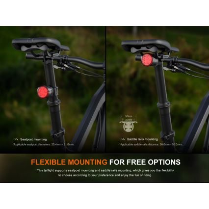 Fenix BC06R - LED Prigušivi punjivi žmigavac za bicikl LED/USB IP66 90 Im 24,5 h