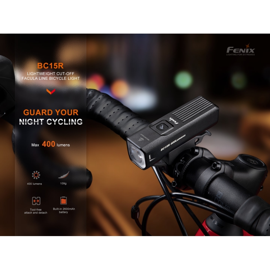 Fenix BC15R - LED Prigušiva punjiva lampa za bicikl LED/USB IP66 400 lm 31,5 h