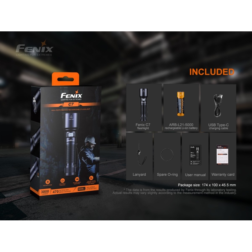 Fenix C7 - LED Prigušiva punjiva baterijska lampa 1xLED/1x21700 IP68 3000 lm 68 h