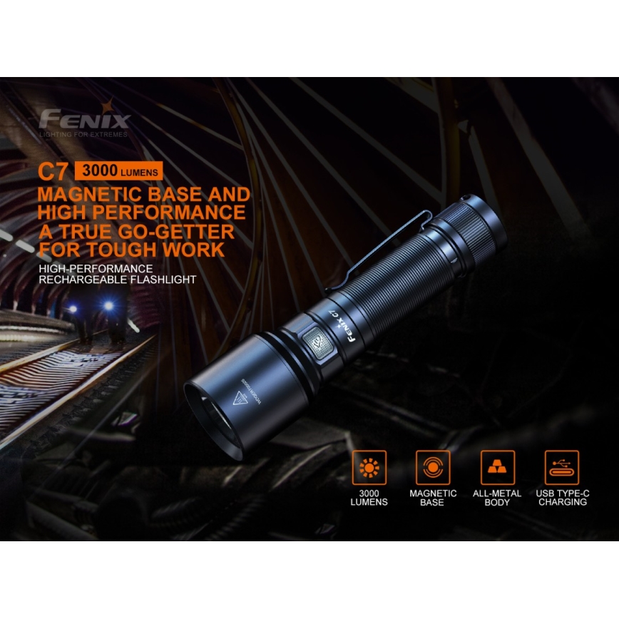 Fenix C7 - LED Prigušiva punjiva baterijska lampa 1xLED/1x21700 IP68 3000 lm 68 h