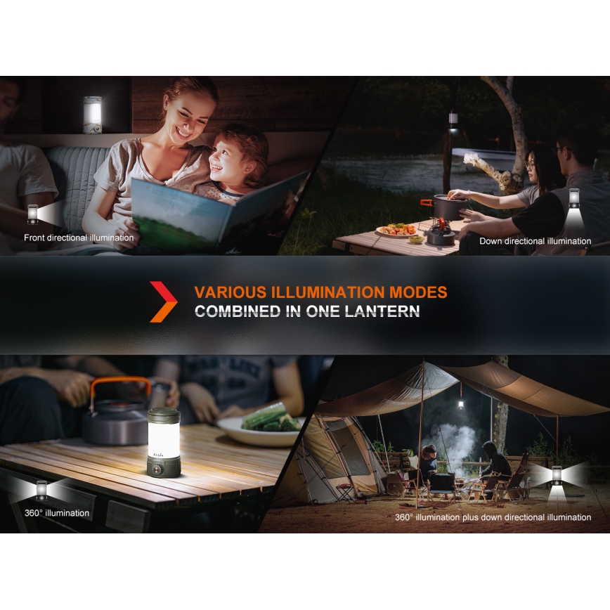 Fenix CL26RPROCAM - LED Prigušiva prenosna punjiva lampa LED/USB IP66 650 Im 408 h 5000 mAh sivo