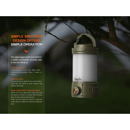 Fenix CL26RPROCAM - LED Prigušiva prenosna punjiva lampa LED/USB IP66 650 Im 408 h 5000 mAh sivo