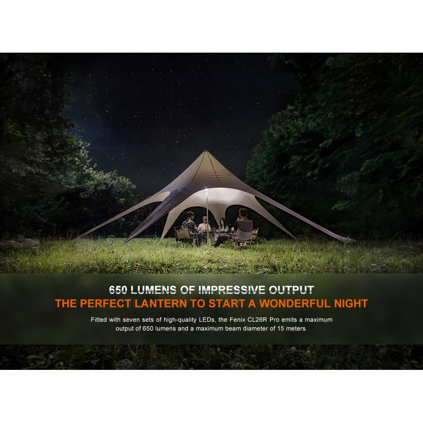 Fenix CL26RPROOLI - LED Prigušiva prenosna punjiva lampa LED/USB IP66 650 lm 408 h zelena