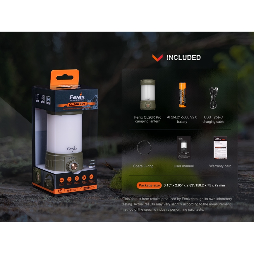 Fenix CL26RPROOLI - LED Prigušiva prenosna punjiva lampa LED/USB IP66 650 lm 408 h zelena