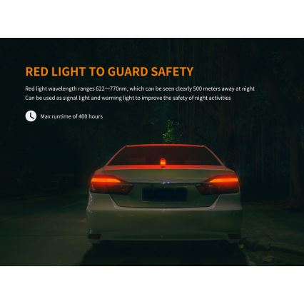 Fenix CL26RRED - LED Prigušiva prenosna punjiva lampa LED/USB/2xCR123A IP66 400 Im 400 h 2600 mAh narandžasta