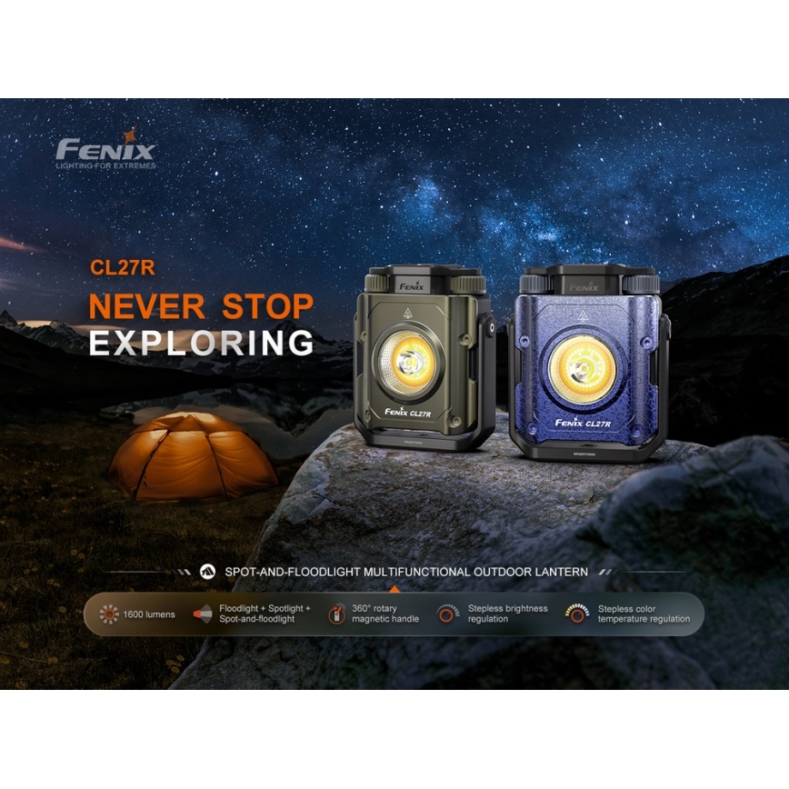 Fenix CL27RGRE - LED Prigušiva punjiva lampa LED/USB IP66 1600 lm 285 h