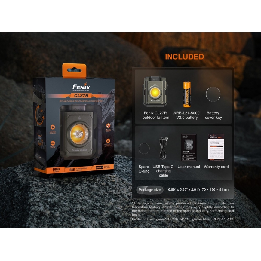Fenix CL27RGRE - LED Prigušiva punjiva lampa LED/USB IP66 1600 lm 285 h