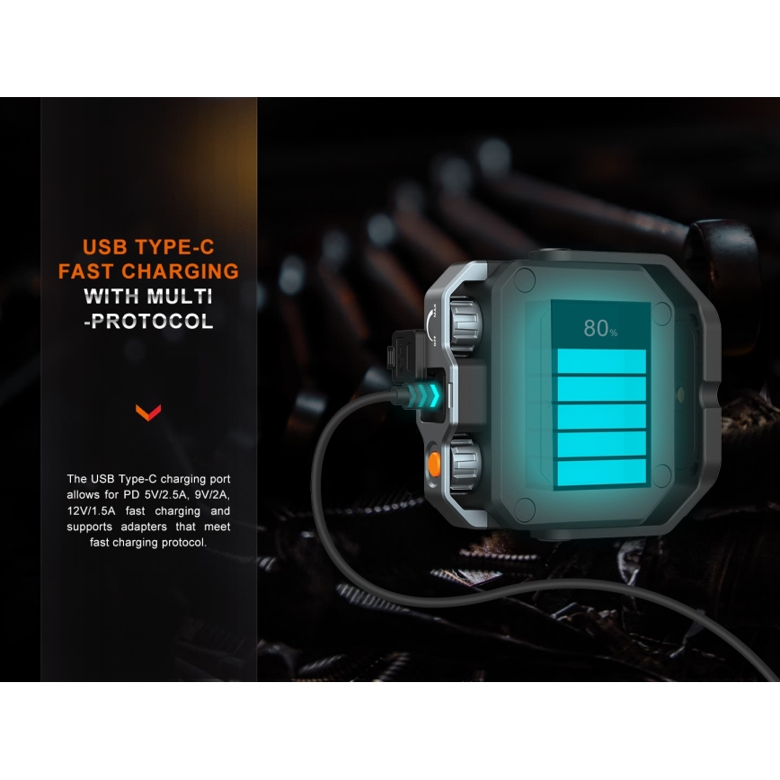 Fenix CL28R - LED Prigušivi punjivi reflektor sa powerbankom LED/USB IP66 2000 Im 360 h 10000 mAh