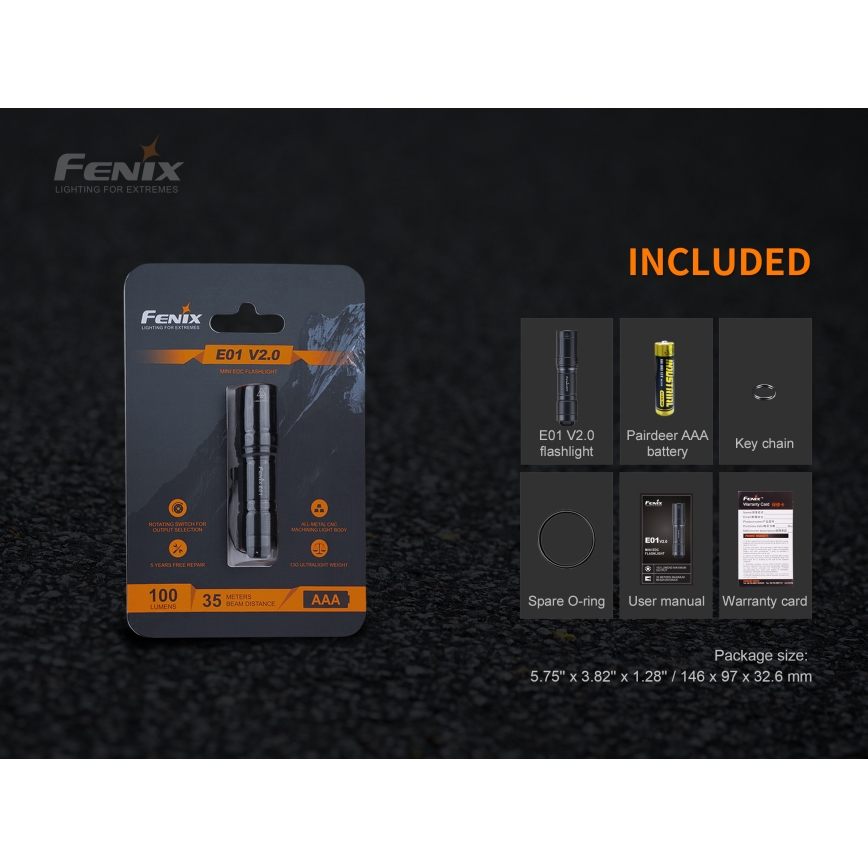 Fenix E01V20BLC - LED baterijska lampa LED/1xAAA IP68 100 lm 25 h