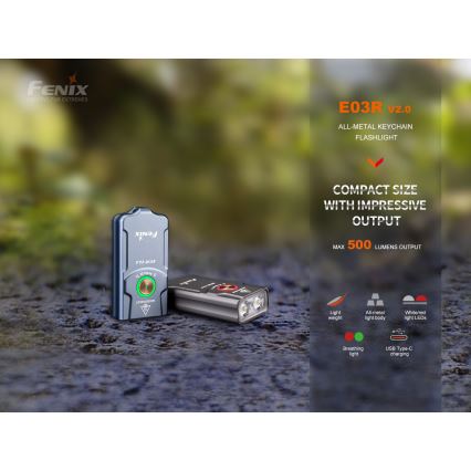 Fenix E03RV20BLU - LED punjiva baterijska lampa LED/USB IP66 500 lm 30 h