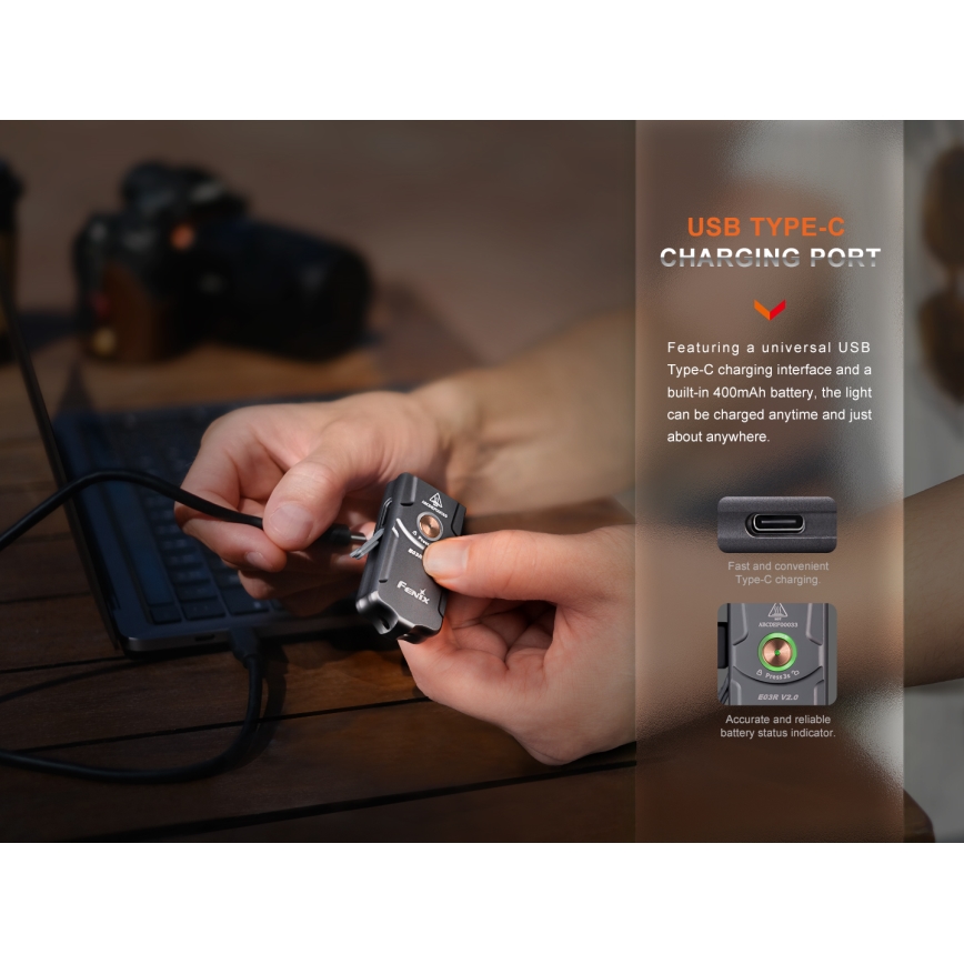Fenix E03RV20BLU - LED punjiva baterijska lampa LED/USB IP66 500 lm 30 h