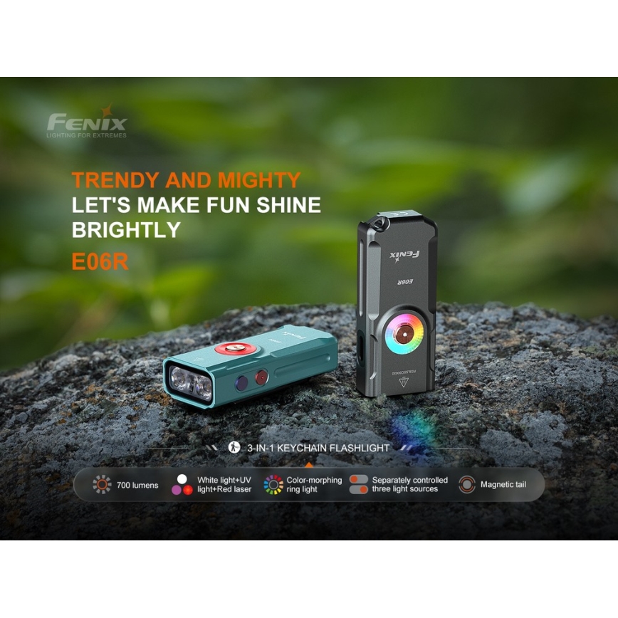 Fenix E06RGRY - LED Prigušiva punjiva baterijska lampa LED/USB IP66 700 Im 60 h sivo