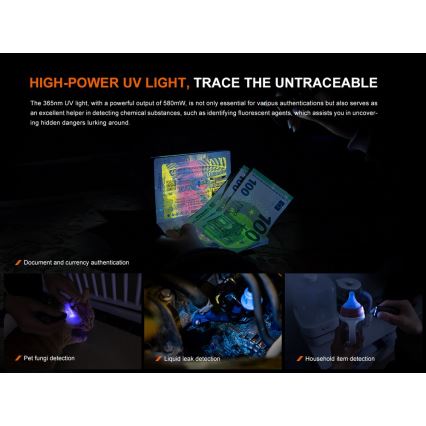 Fenix E06RGRY - LED Prigušiva punjiva baterijska lampa LED/USB IP66 700 Im 60 h sivo