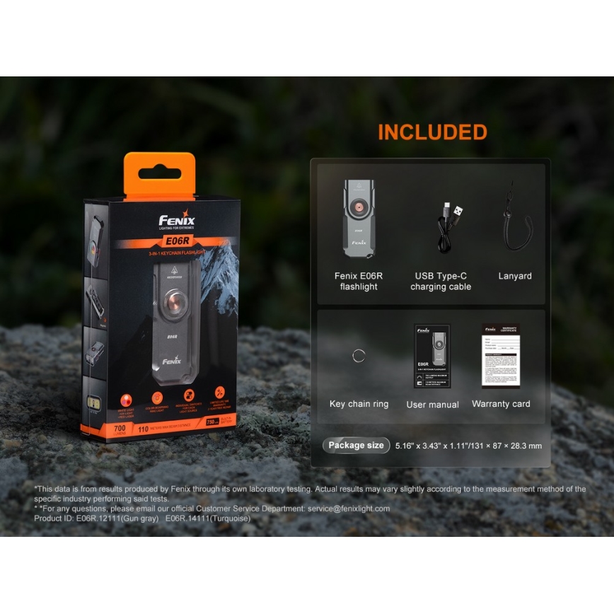 Fenix E06RGRY - LED Prigušiva punjiva baterijska lampa LED/USB IP66 700 Im 60 h sivo
